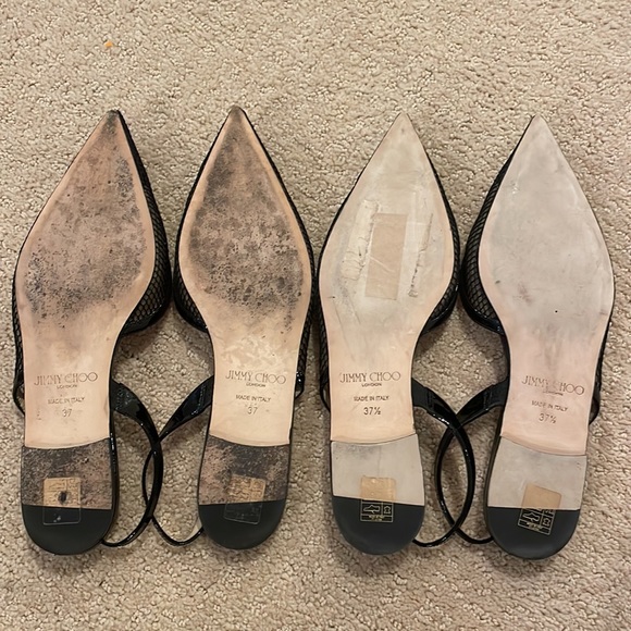 Jimmy Choo Fetto Point Toe Black Patent Leather & Mesh Flat - Picture 13 of 16